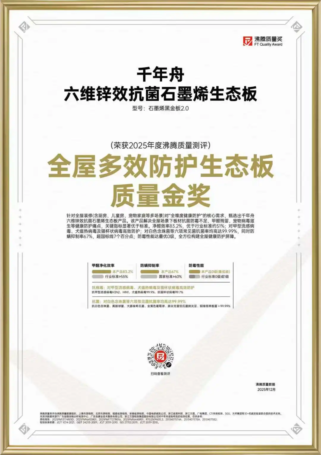 金獎加冕！千年舟石墨烯黑金板2.0獲「沸騰質(zhì)量獎」，實力定義健康家居新標桿